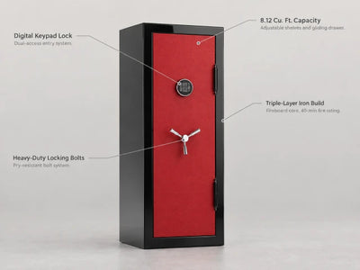 Fireproof Safe Box Built to Protect Valuables, Digital Lock, 40-Minute Fire Protection, 8.12 Cu Ft Capacity