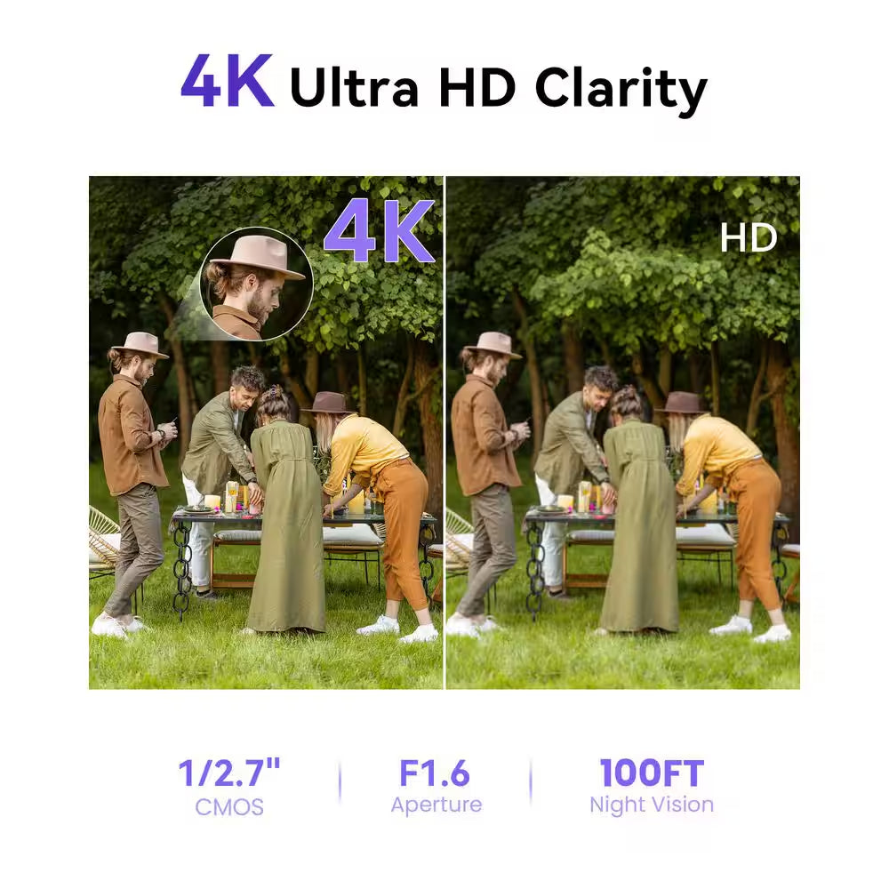 4K Ultra HD 8-Channel 8MP Poe 2TB NVR Security Camera System with 8 Wired Poe IP Cameras, Smart AI Detection