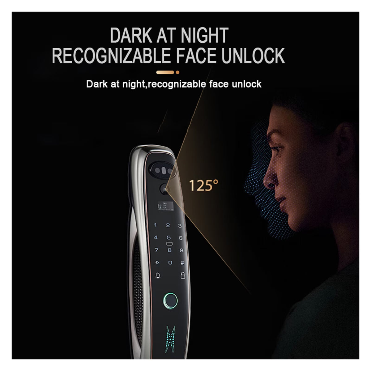 Door Lock, Tuya Smart 3D Face Door Lock Security Face Camera Monitor Intelligent Fingerprint Password Biometric Electronic Key Unlock ,Easy to Install