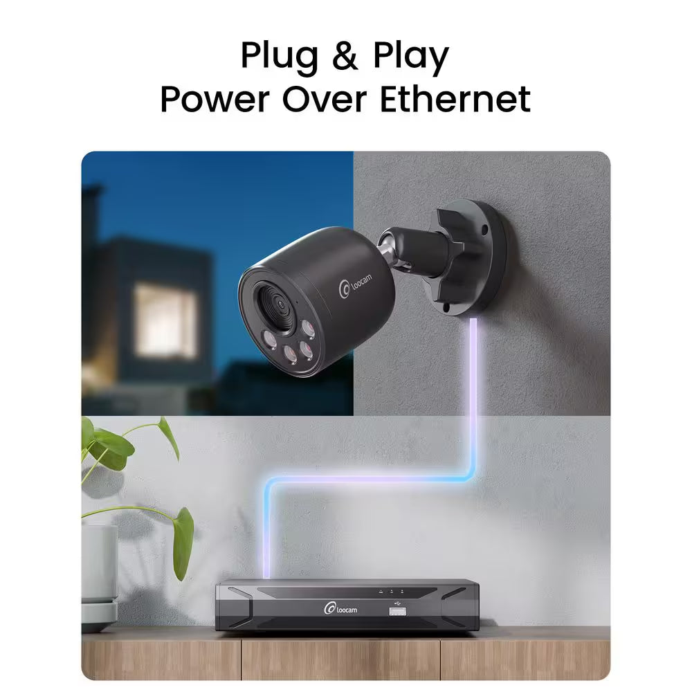 4K Ultra HD 8-Channel 8MP Poe 2TB NVR Security Camera System with 8 Wired Poe IP Cameras, Smart AI Detection