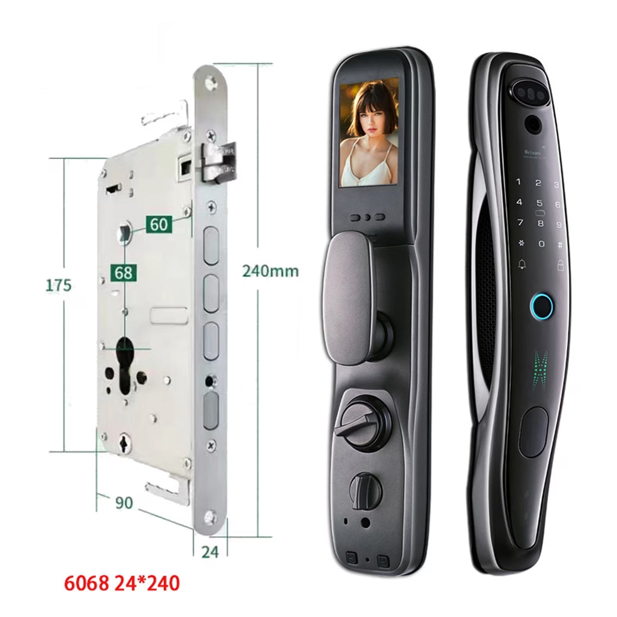 Door Lock, Tuya Smart 3D Face Door Lock Security Face Camera Monitor Intelligent Fingerprint Password Biometric Electronic Key Unlock ,Easy to Install