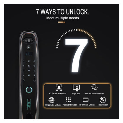 Door Lock, Tuya Smart 3D Face Door Lock Security Face Camera Monitor Intelligent Fingerprint Password Biometric Electronic Key Unlock ,Easy to Install