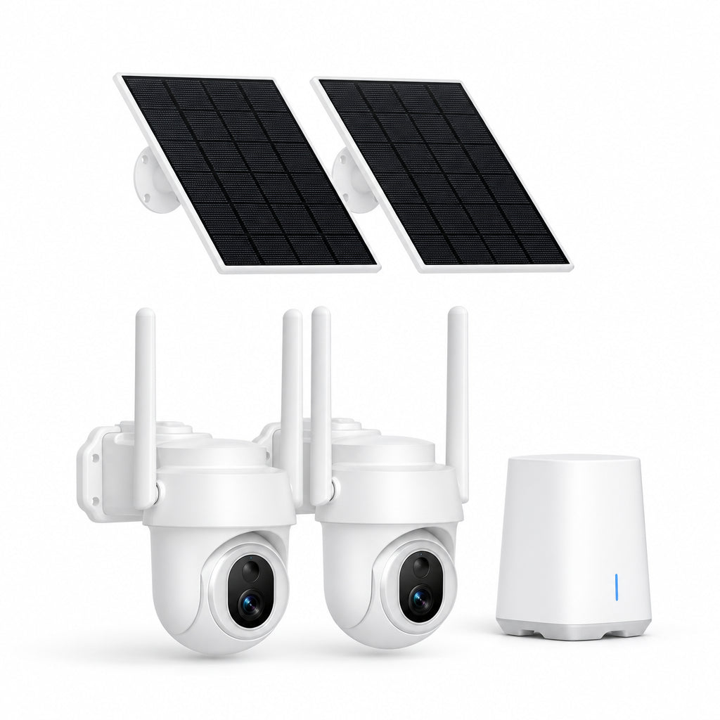 4K/8MP Ultra HD Solar-Powered 360° Smart Security Camera, 2-Pack