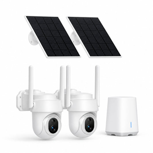 4K/8MP Ultra HD Solar-Powered 360° Smart Security Camera, 2-Pack