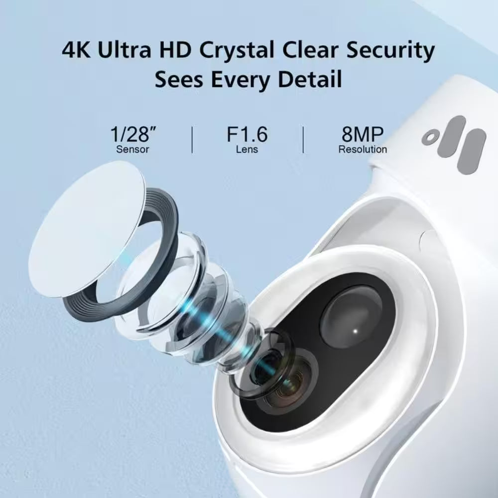 4K/8MP Ultra HD Solar-Powered 360° Smart Security Camera, 2-Pack