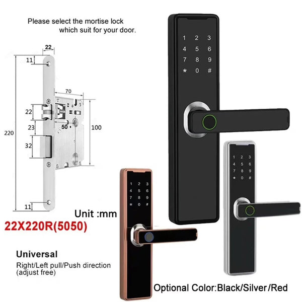 Smart Door Lock Designed for Multi-Access Control, Bluetooth Keypad, Fingerprint Scanner, App Connectivity