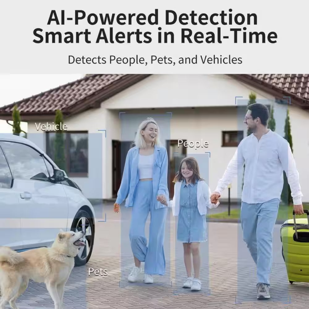 4K/8MP Ultra HD Solar-Powered 360° Smart Security Camera, 2-Pack