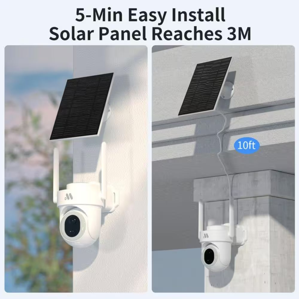 4K/8MP Ultra HD Solar-Powered 360° Smart Security Camera, 2-Pack