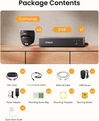 4K Wired Home Security Camera System, 4 X 8MP Dome Camera, 1TB HDD
