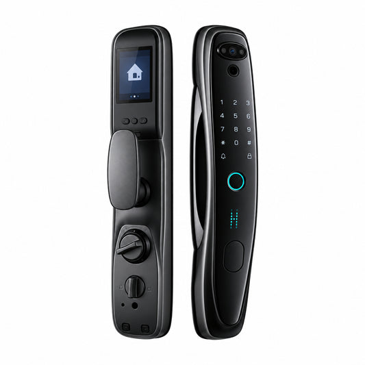 Door Lock, Tuya Smart 3D Face Door Lock Security Face Camera Monitor Intelligent Fingerprint Password Biometric Electronic Key Unlock ,Easy to Install