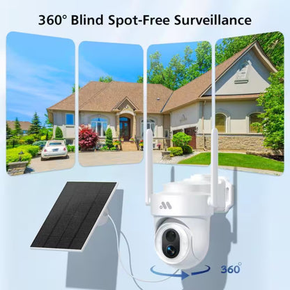4K/8MP Ultra HD Solar-Powered 360° Smart Security Camera, 2-Pack