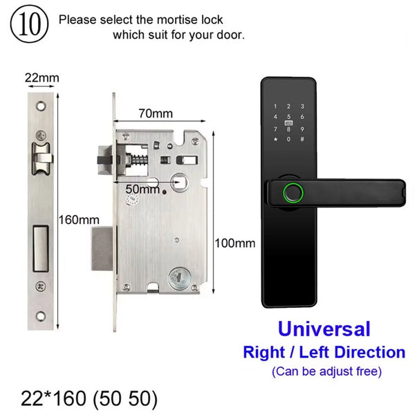Biometric Fingerprint Door Lock Black Smart Lock App Remote Unlocking Keyless ,Corrosion-Resistant